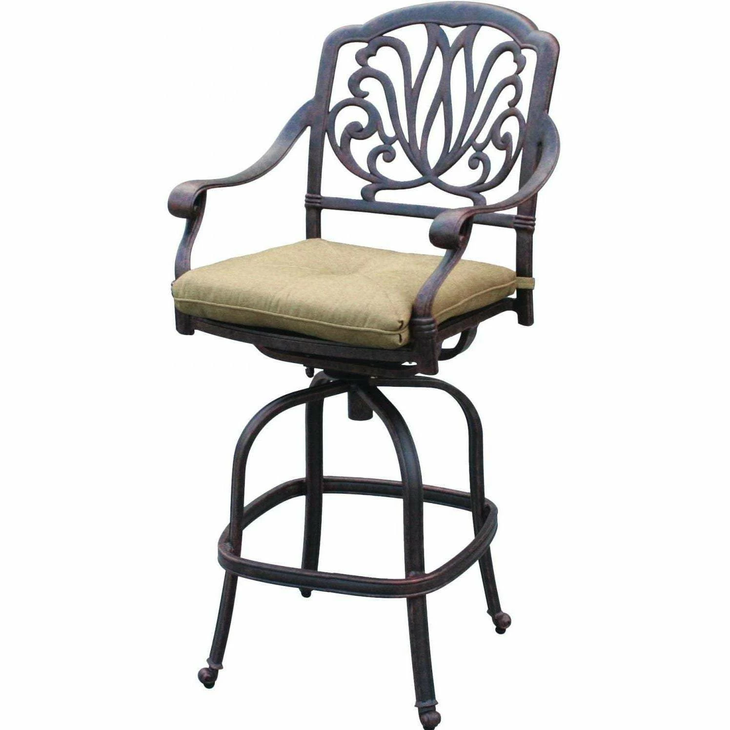 Darlee Elisabeth 5 Piece Cast Aluminum Patio Bar Set With Swivel Bar Stools 4 Darlee Elisabeth 5 Piece Cast Aluminum Patio Bar Set With Swivel Bar Stools - Image 2