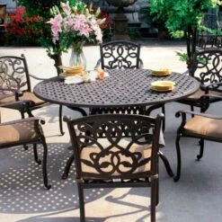 Darlee Santa Monica 7 Piece Cast Aluminum Patio Dining Set With Round Table