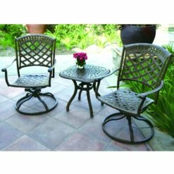 Darlee Sedona 3 Piece Cast Aluminum Patio Bistro Set With Swivel Rockers – Antique Bronze -outdoor kitchen shop DAR005BISTRO 2
