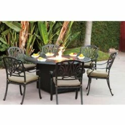 Darlee Elisabeth 7 Piece Cast Aluminum Patio Fire Pit Dining Set -outdoor kitchen shop DAR006DS 2