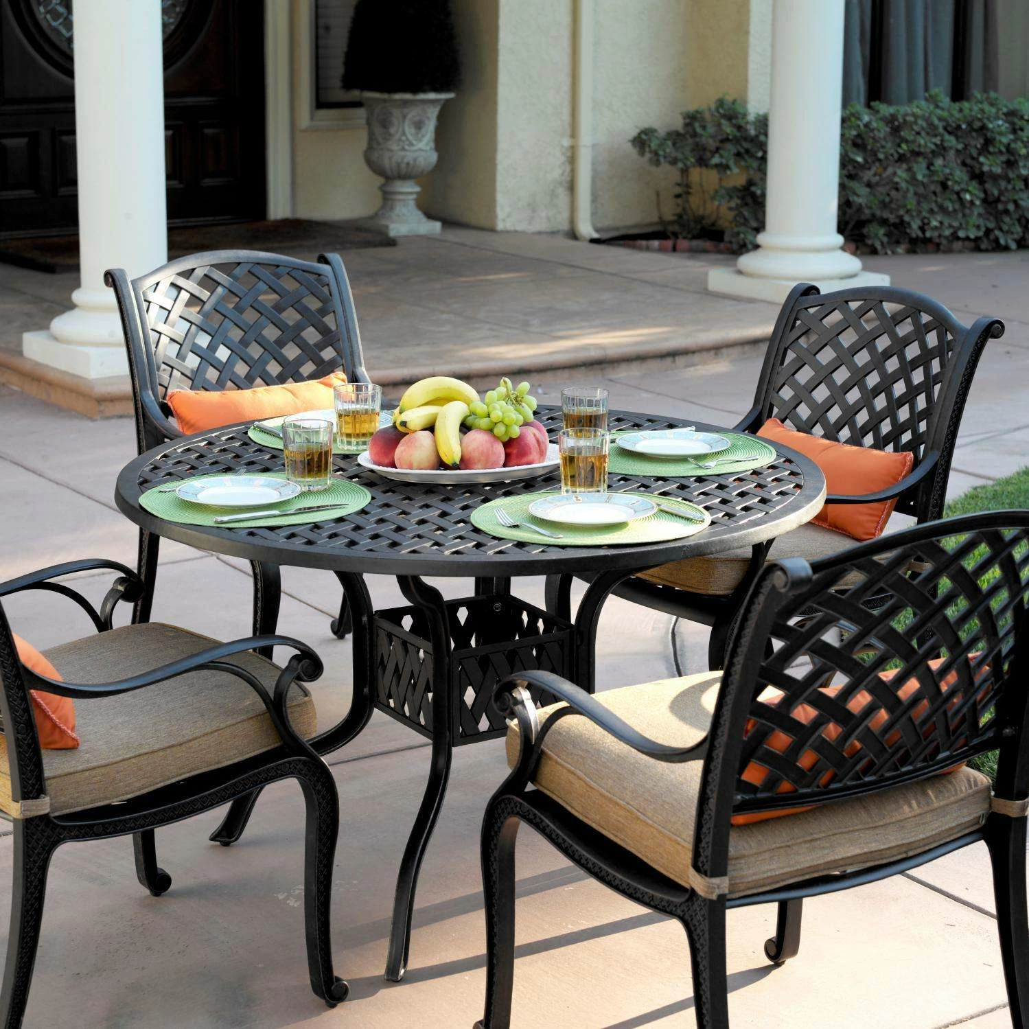 Darlee Nassau 5 Piece Cast Aluminum Patio Dining Set With Round Table 3 Darlee Nassau 5 Piece Cast Aluminum Patio Dining Set With Round Table