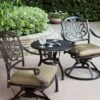 Darlee Elisabeth 3 Piece Cast Aluminum Patio Bistro Set With Swivel Rocker Chairs – End Table With Ice Bucket Insert -outdoor kitchen shop DAR008BISTRO 1