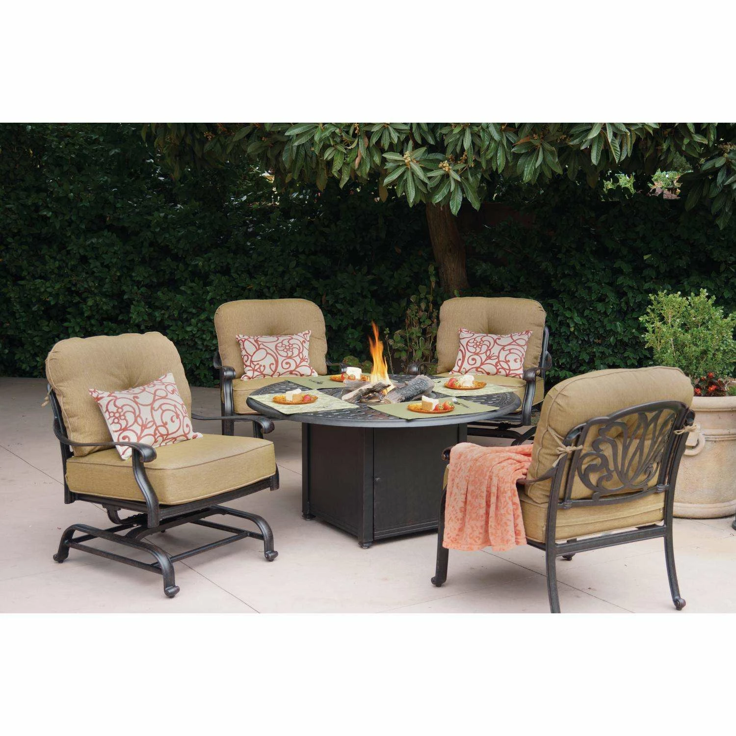 Darlee Elisabeth 5 Piece Cast Aluminum Patio Fire Pit Conversation Seating Set 4 Darlee Elisabeth 5 Piece Cast Aluminum Patio Fire Pit Conversation Seating Set - Image 2