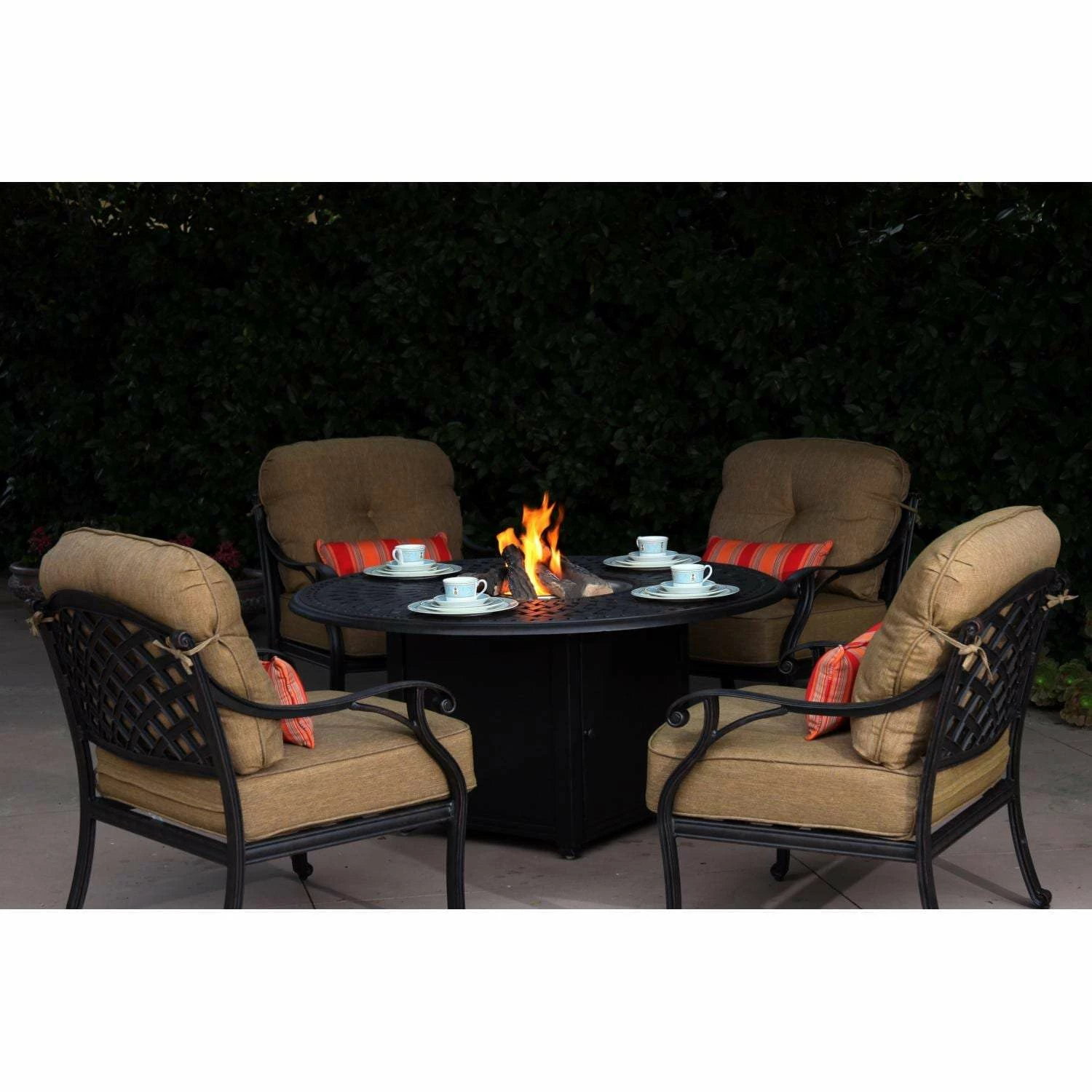 Darlee Nassau 5 Piece Cast Aluminum Patio Fire Pit Conversation Seating Set 4 Darlee Nassau 5 Piece Cast Aluminum Patio Fire Pit Conversation Seating Set - Image 2