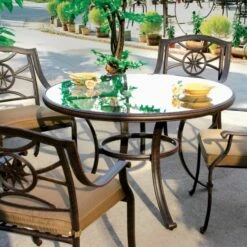 Darlee Ten Star 5 Piece Patio Dining Set Cast Aluminum With Glass Top Table