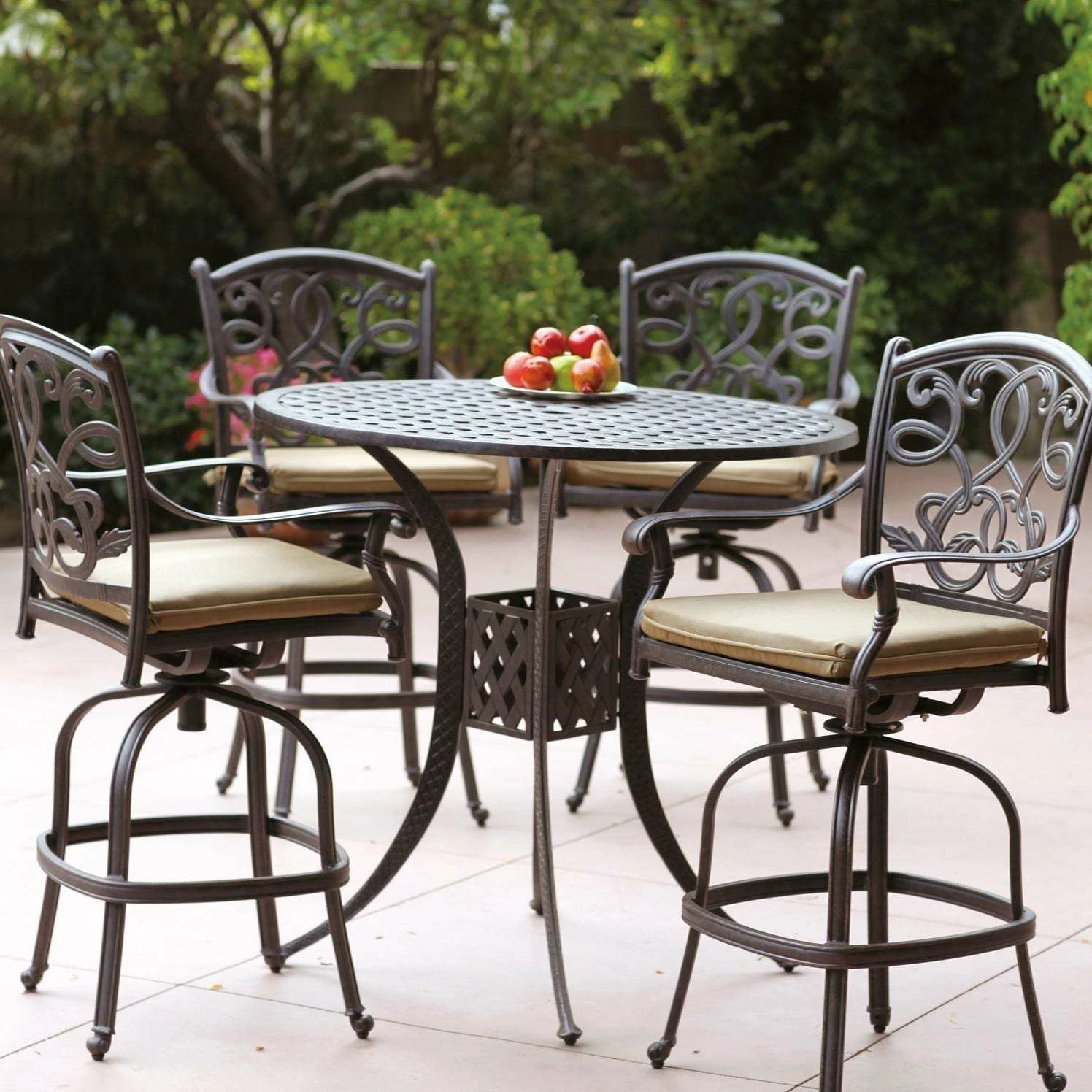 Darlee Santa Monica 5 Piece Cast Aluminum Patio Bar Set With Swivel Bar Stools 3 Darlee Santa Monica 5 Piece Cast Aluminum Patio Bar Set With Swivel Bar Stools