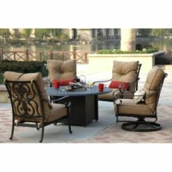 Darlee Santa Anita 5 Piece Cast Aluminum Patio Fire Pit Conversation Seating Set With Swivel Rockers 13 Darlee Santa Anita 5 Piece Cast Aluminum Patio Fire Pit Conversation Seating Set With Swivel Rockers -outdoor kitchen shop DAR014SS 2