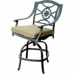 Darlee Ten Star 3 Piece Cast Aluminum Patio Bar Set With Swivel Bar Stools -outdoor kitchen shop DAR015BAR 2