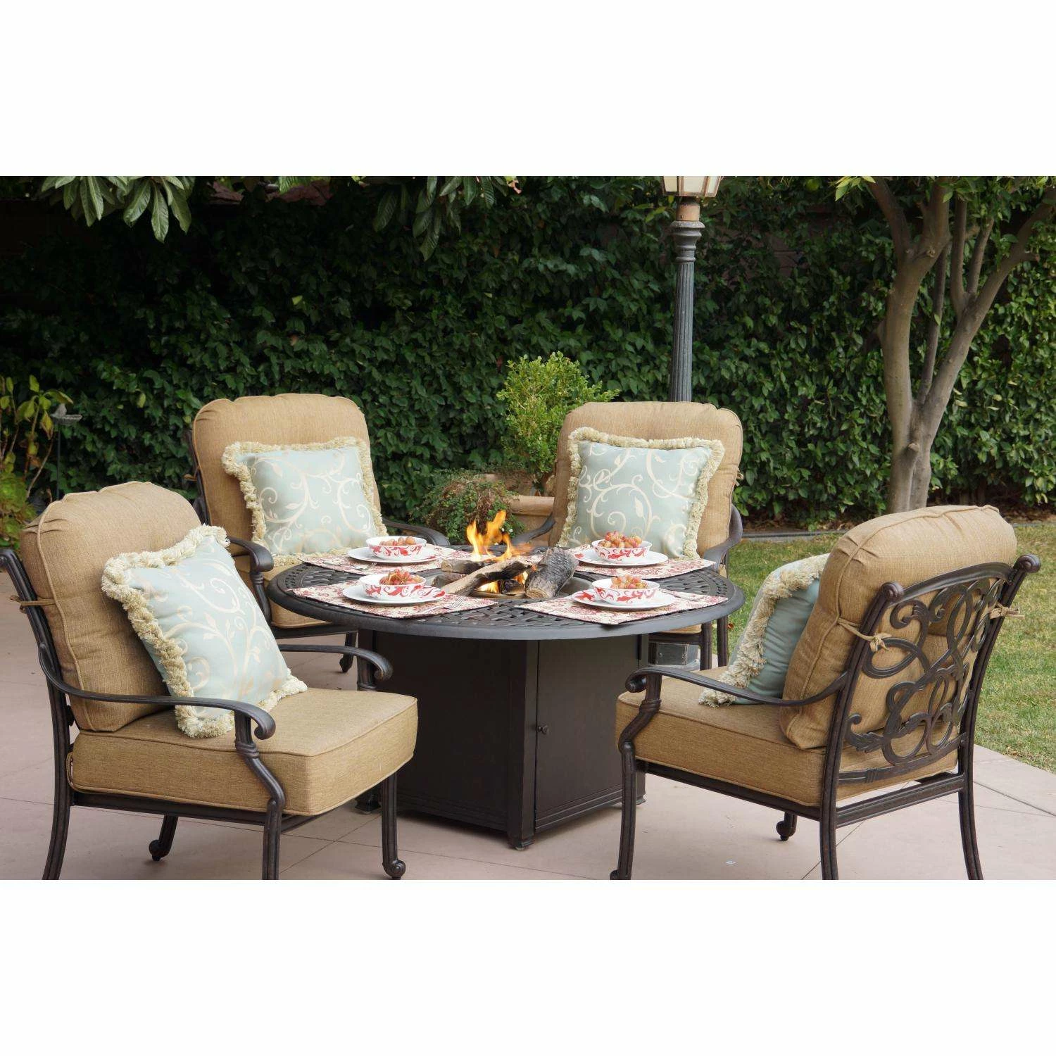 Darlee Santa Monica 5 Piece Cast Aluminum Patio Fire Pit Conversation Seating Set 5 Darlee Santa Monica 5 Piece Cast Aluminum Patio Fire Pit Conversation Seating Set - Image 3