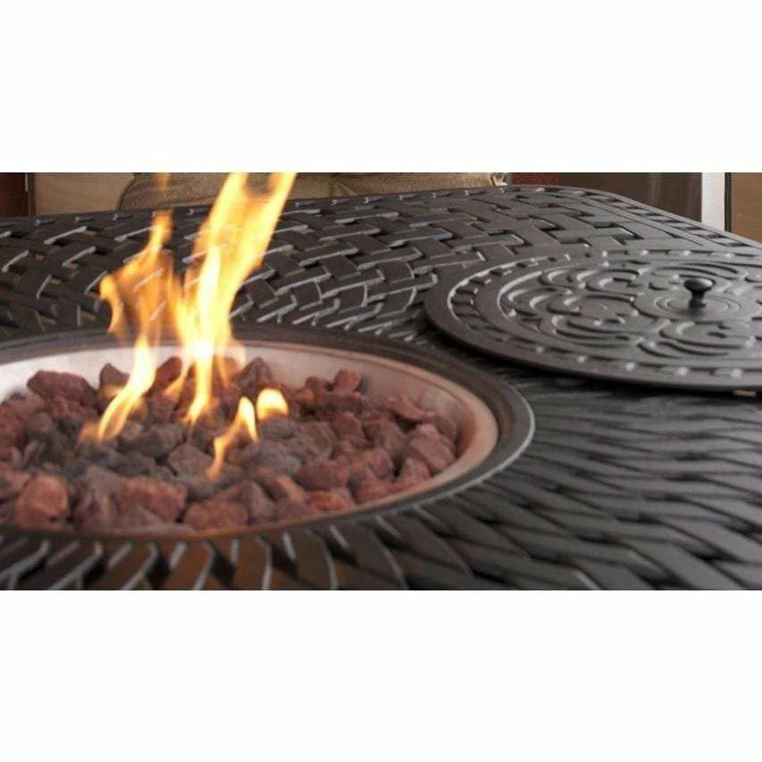 Darlee Florence 9 Piece Cast Aluminum Patio Fire Pit Dining Set – Dining Table With Ice Bucket Insert – Antique Bronze 7 Darlee Florence 9 Piece Cast Aluminum Patio Fire Pit Dining Set – Dining Table With Ice Bucket Insert – Antique Bronze - Image 5