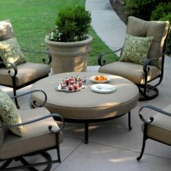 Darlee Santa Anita 5 Piece Cast Aluminum Patio Seating Set With Large Ottoman