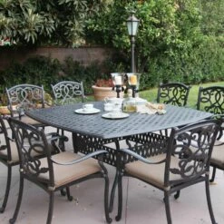 Darlee Santa Monica 9 Piece Cast Aluminum Patio Dining Set With Square Table