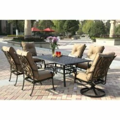 Darlee Santa Anita 7 Piece Cast Aluminum Patio Dining Set With 2 Swivel Rockers 11 Darlee Santa Anita 7 Piece Cast Aluminum Patio Dining Set With 2 Swivel Rockers -outdoor kitchen shop DAR041DS 2
