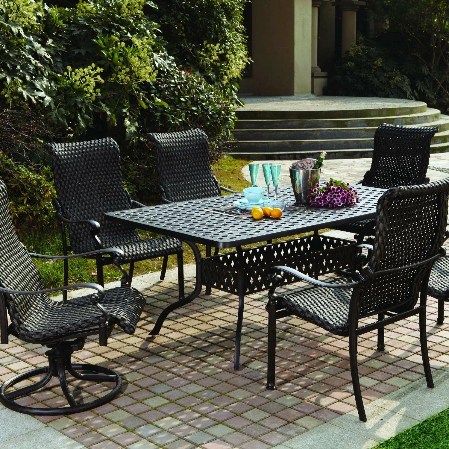 Darlee Victoria 7 Piece Resin Wicker Patio Dining Set 3 Darlee Victoria 7 Piece Resin Wicker Patio Dining Set