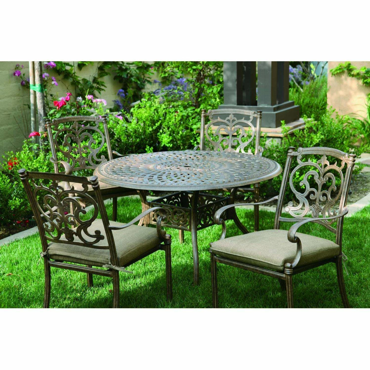 Darlee Santa Barbara 5 Piece Cast Aluminum Patio Dining Set – Antique Bronze 4 Darlee Santa Barbara 5 Piece Cast Aluminum Patio Dining Set – Antique Bronze - Image 2