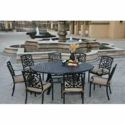 Darlee Santa Barbara 9 Piece Cast Aluminum Patio Dining Set With Oval Table – Antique Bronze -outdoor kitchen shop DAR079DS 2