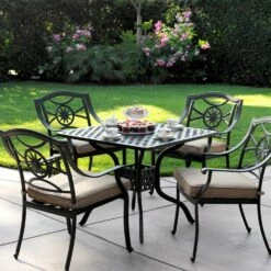 Darlee Ten Star 5 Piece Cast Aluminum Patio Dining Set With Square Table