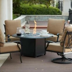 Darlee Capri 5 Piece Cast Aluminum Round Patio Fire Pit Conversation Set