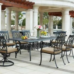 Darlee Capri 9 Piece Cast Aluminum Rectangular Patio Dining Set