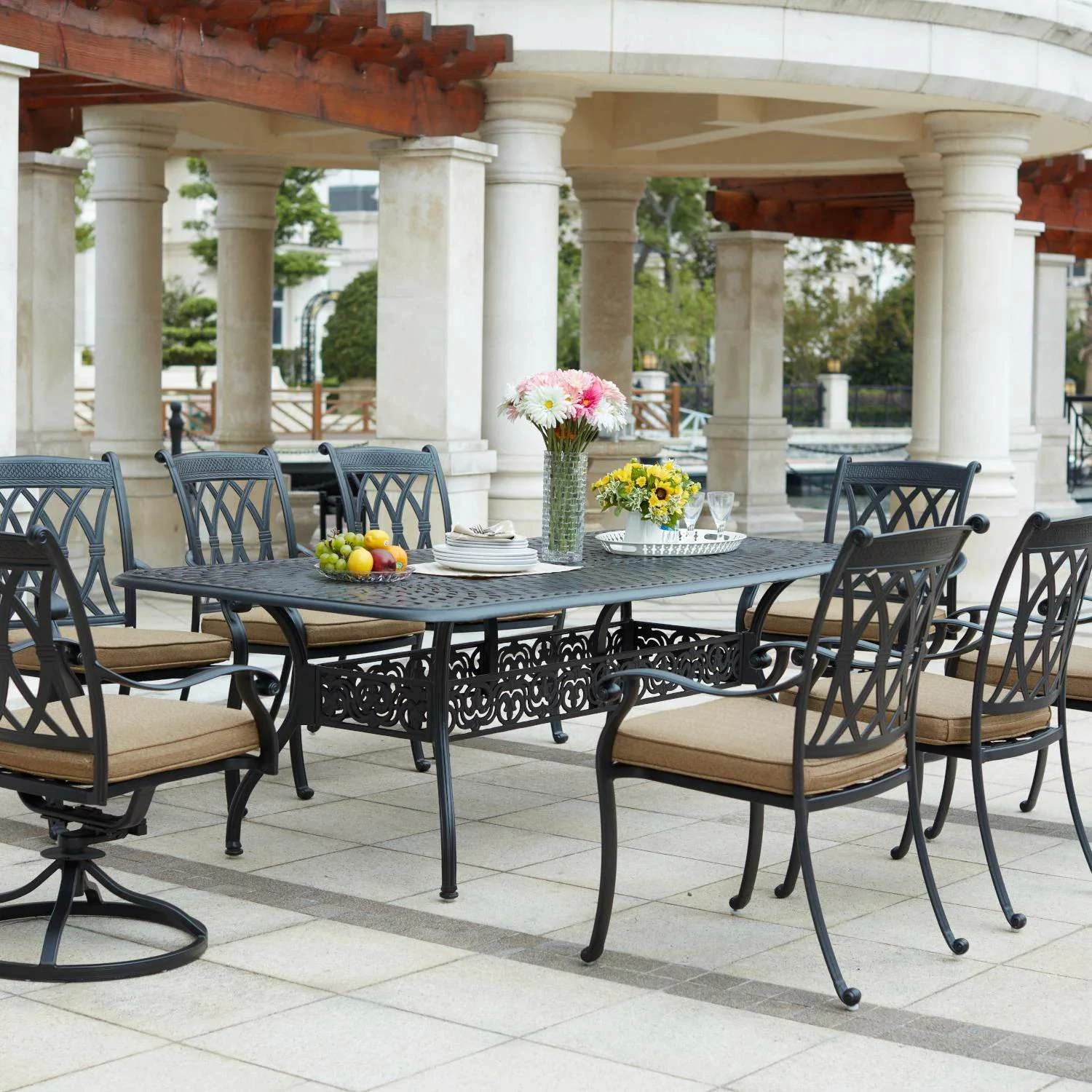Darlee Capri 9 Piece Cast Aluminum Rectangular Patio Dining Set 3 Darlee Capri 9 Piece Cast Aluminum Rectangular Patio Dining Set