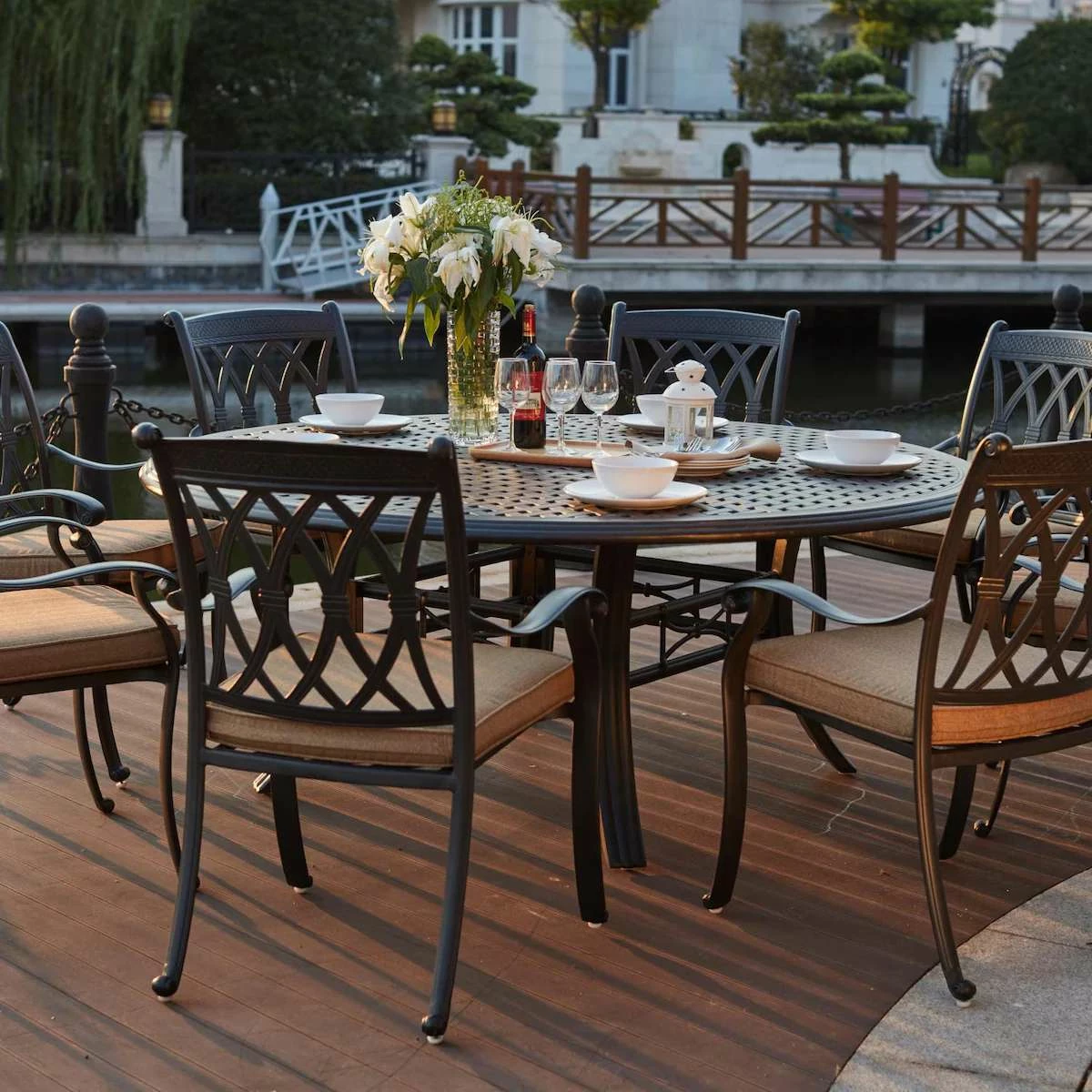 Darlee Capri 9 Piece Cast Aluminum Round Patio Dining Set 3 Darlee Capri 9 Piece Cast Aluminum Round Patio Dining Set