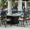 Darlee Capri 9 Piece Cast Aluminum Square Patio Fire Pit Dining Set -outdoor kitchen shop Darlee Capri 9 Piece Cast Aluminum Square Patio Fire Pit Dining Set