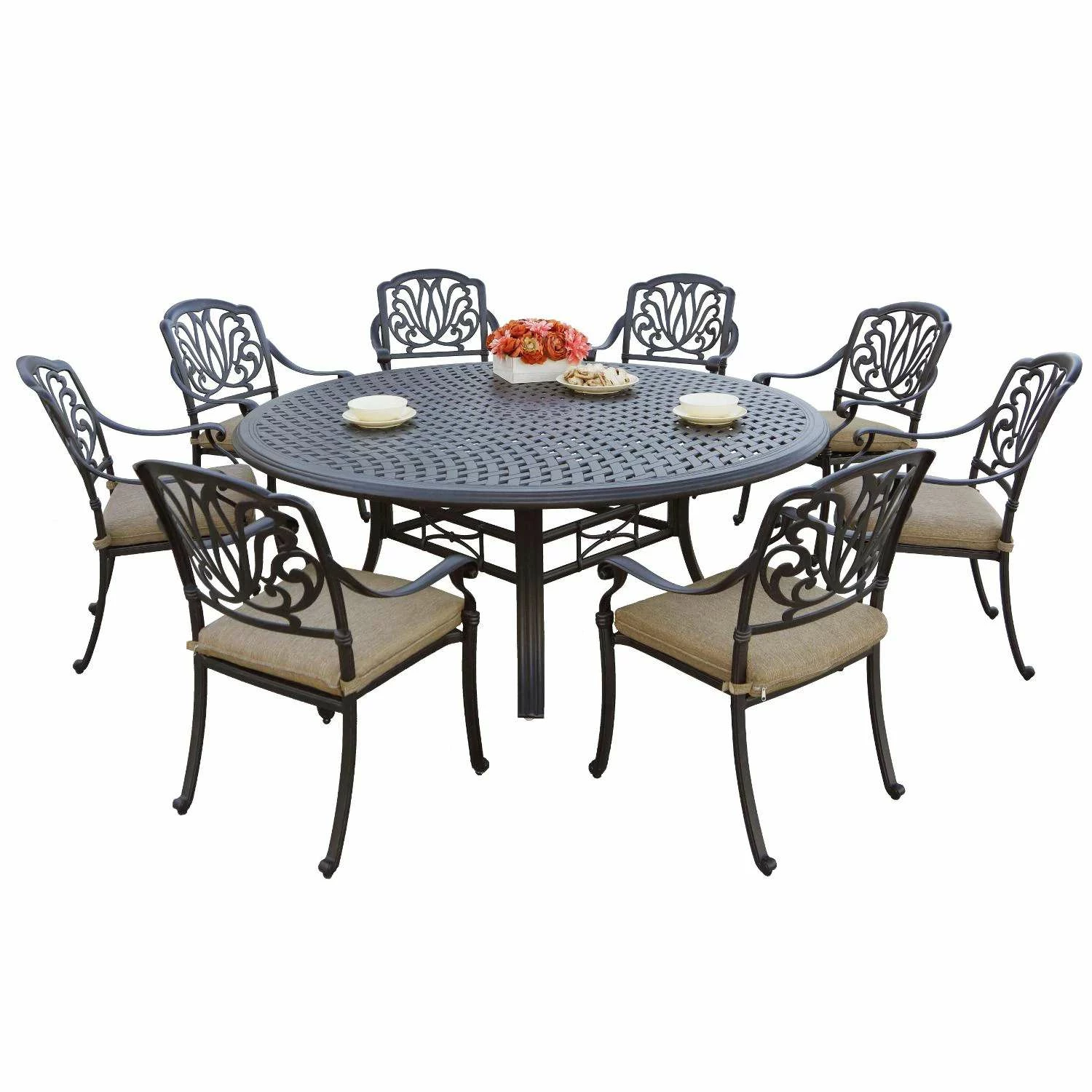 Darlee Elisabeth 9 Piece Cast Aluminum Round Patio Dining Set 3 Darlee Elisabeth 9 Piece Cast Aluminum Round Patio Dining Set