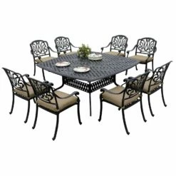 Darlee Elisabeth 9 Piece Cast Aluminum Square Patio Dining Set