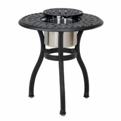 Darlee Capri 3 Piece Cast Aluminum Patio Conversation Set -outdoor kitchen shop Darlee End Table With Ice Bucket Insert