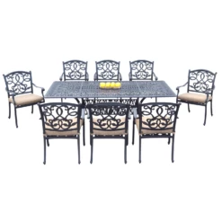 Darlee Santa Monica 9 Piece Cast Aluminum Rectangular Patio Dining Set