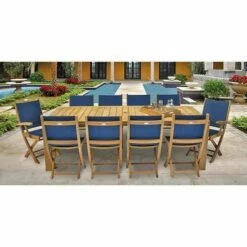Royal Teak Collection 11-Piece 96″ Sling Dining Set