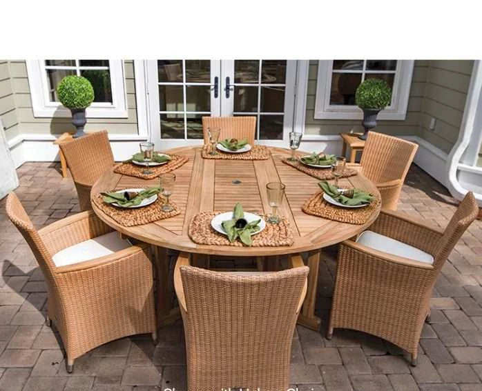 Royal Teak Collection 7-Piece Helena Wicker Dining Set 3 Royal Teak Collection 7-Piece Helena Wicker Dining Set