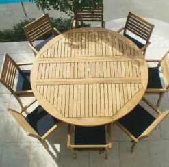 Royal Teak Collection 6 Foot Round Drop Leaf Table – DLT6 -outdoor kitchen shop royalteak dropleaf5 theoutdoorstore 3 2