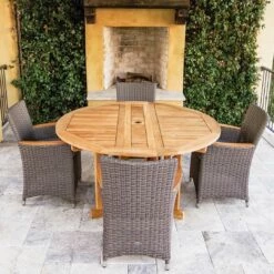 Royal Teak Collection 6 Foot Round Drop Leaf Table – DLT6 -outdoor kitchen shop royalteak dropleaf5 theoutdoorstore 4 1