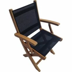 Royal Teak Collection Black Sailmate Folding Arm Chair – SMCB